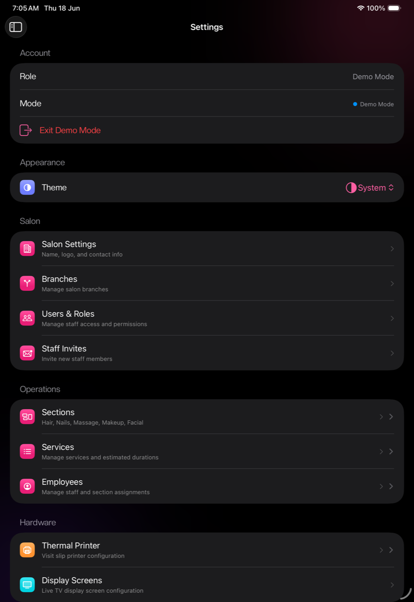 SalonFlow Setup & roles